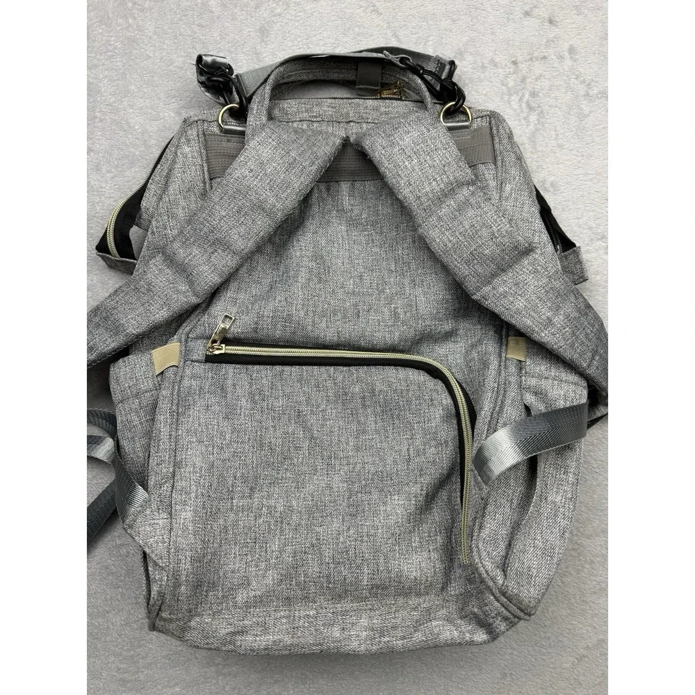 MOKALOO Gray Polyester Diaper Bag Backpack w/ Outer Pockets